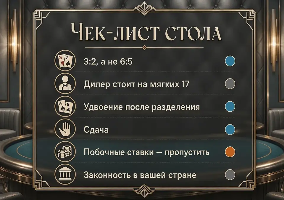 Инфографика с чек-листом пунктов, которые стоит проверить в правилах стола