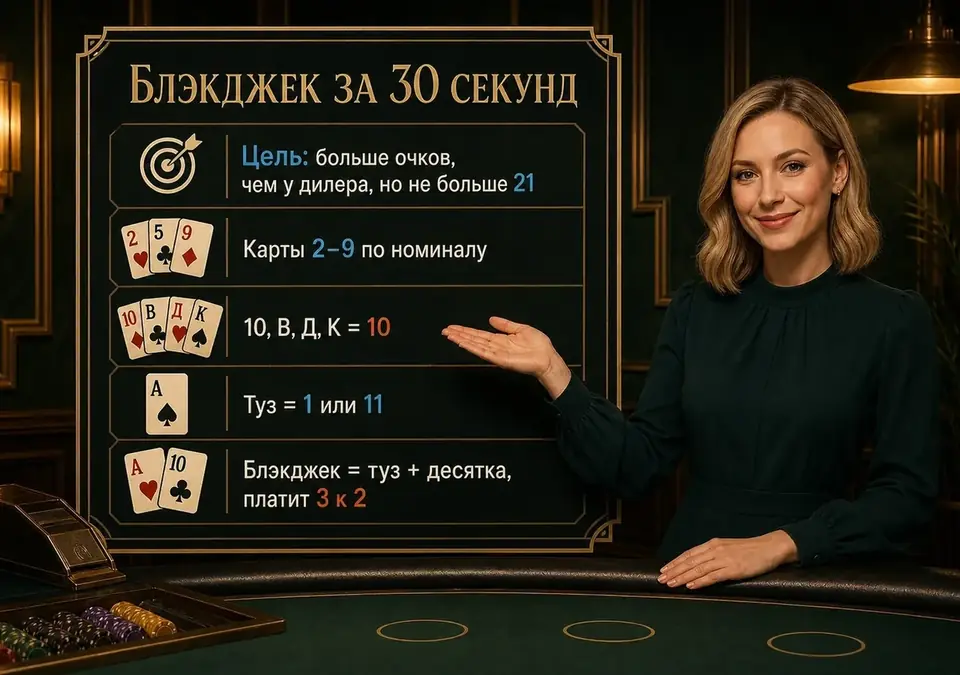 Инфографика: суть блэкджека, которую можно понять за 30 секунд