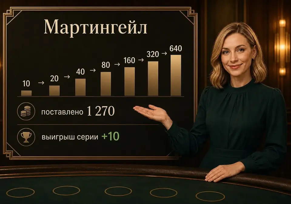 Как удвоение по Мартингейлу раздувает ставку после каждого проигранного кона